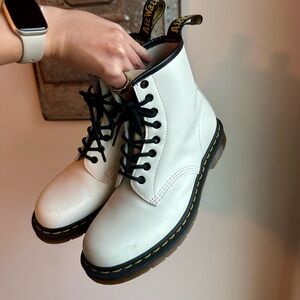 Dr. Martens 1460 8 Eye Boot, Women’s size 9, White,